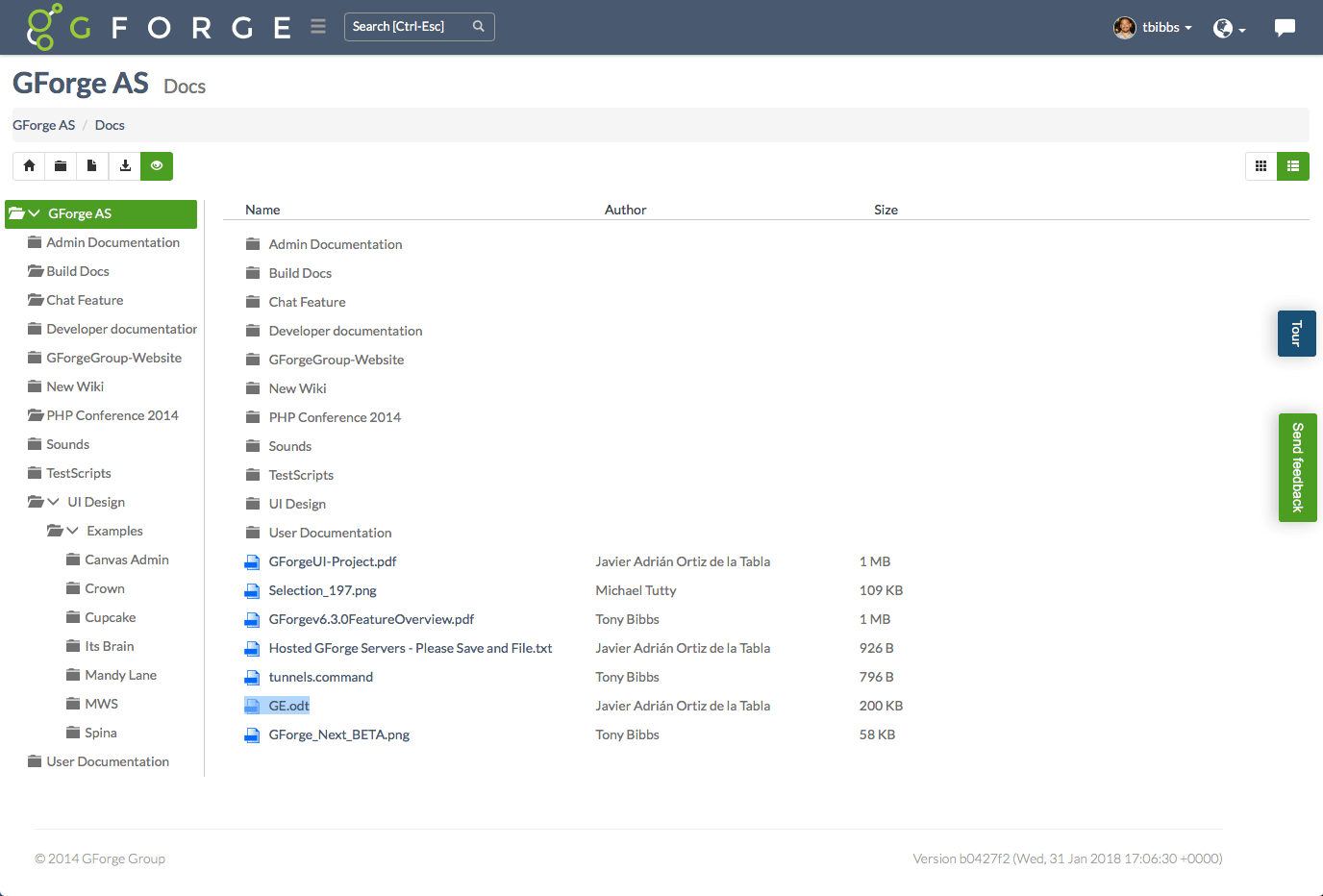 GForge keeps all versions of project documents like project plans, meeting minutes, etc.